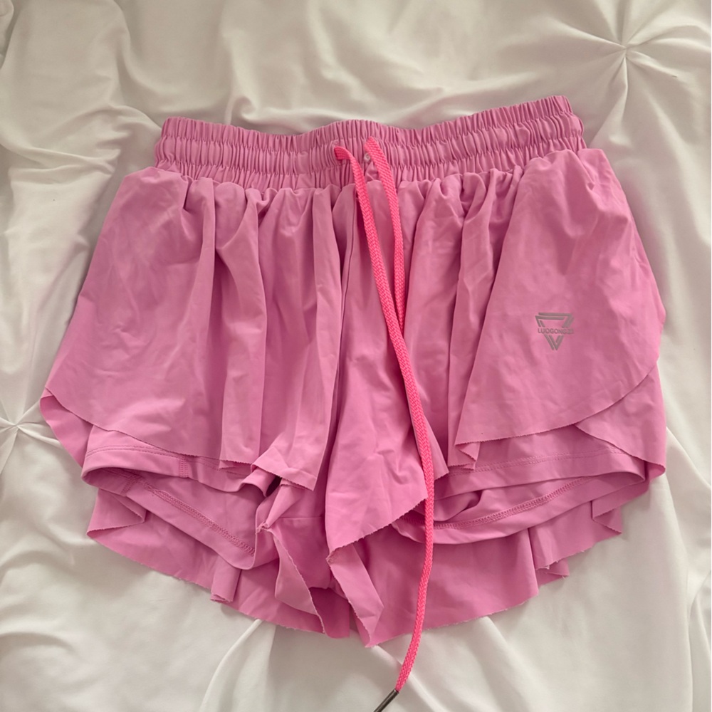 Pink Drawstring butterfly shorts